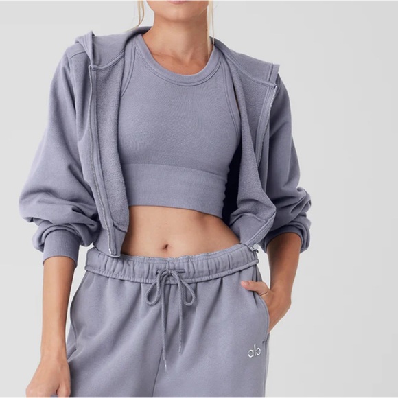 ALO Yoga Sweaters - All yoga Breakaway Zip Up Hoodie Fog XS cropped